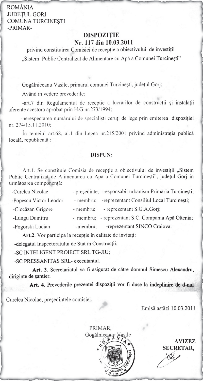 dispozitie primar turcinesti