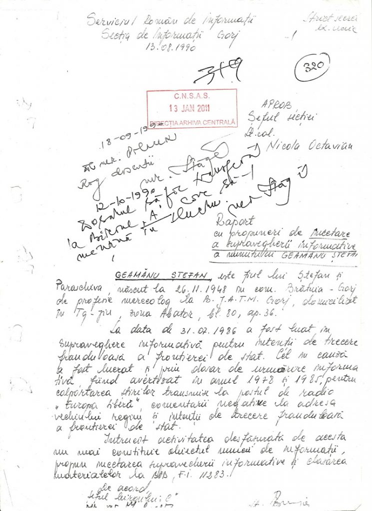 “După 1990, verdictul SRI a fost clar: continuaţi supravegherea informativă!”