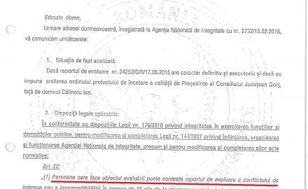 Document: ANI denunță falsurile făcute de Poșta Română în beneficiul baronului de Gorj Ion Călinoiu, și abuzurile Curții de Apel Craiova